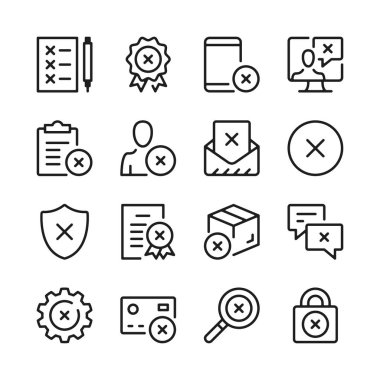 Reject line icons set. Modern graphic design concepts, simple outline elements collection. Vector line icons clipart