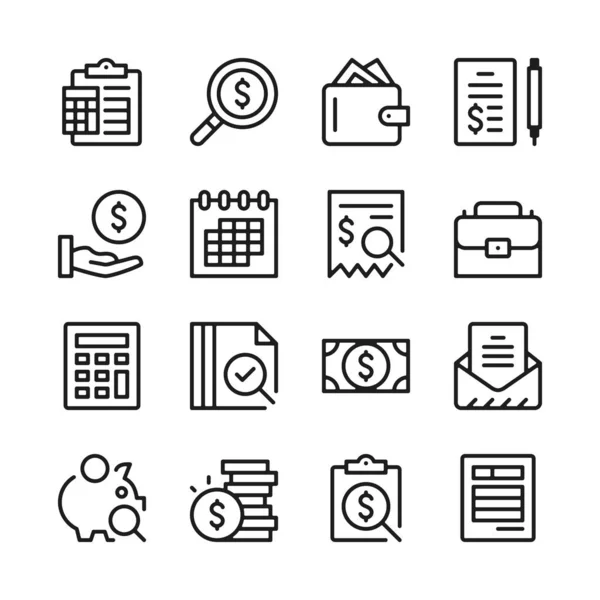 Conjunto Iconos Línea Contable Conceptos Diseño Gráfico Moderno Colección Elementos — Archivo Imágenes Vectoriales