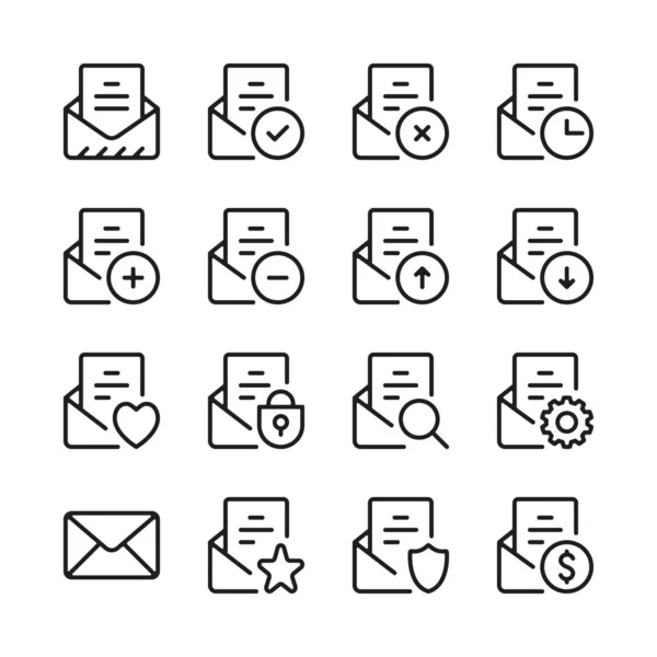 Icônes Ligne Courriel Réglées Interface Mail Application Mail Interface Utilisateur — Image vectorielle