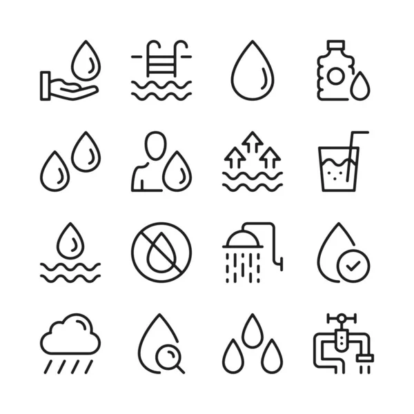 Water Line Icons Set Modern Linear Graphic Design Concepts Simple — Stock Vector
