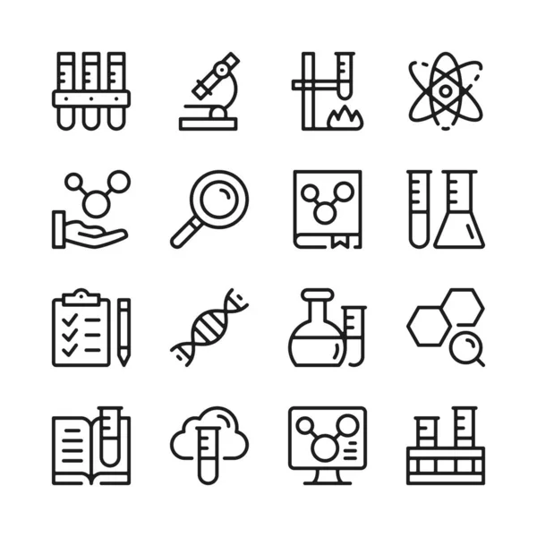 Scheikunde Lijn Icons Set Moderne Lineaire Grafisch Ontwerpconcepten Eenvoudige Outline — Stockvector