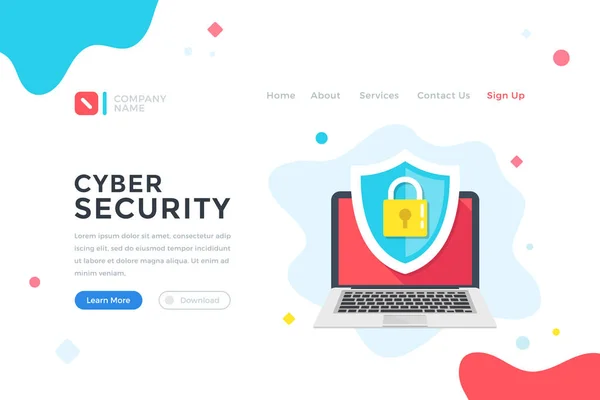 Cybersicherheit Datenschutz Cybersicherheitskonzept Moderne Flache Design Grafiken Für Web Banner — Stockvektor
