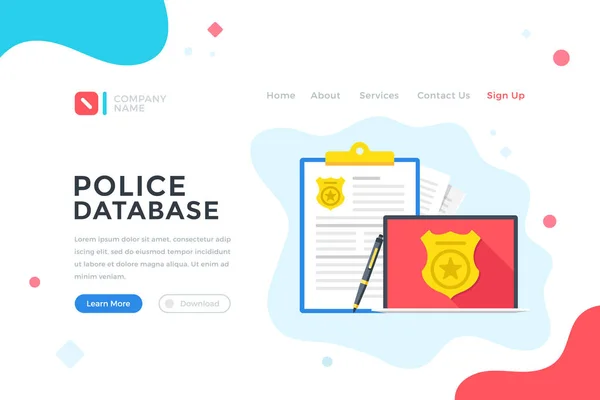Polizeidatenbank Moderne Flache Design Grafiken Für Web Banner Landing Page — Stockvektor