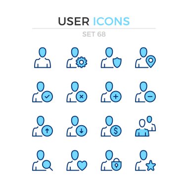 Kullanıcı simgeleri. Vektör çizgisi simgeleri ayarlanır. Üstün kalite. Basit ince çizgi tasarımı. Modern anahat sembollertoplama, piktogramlar.