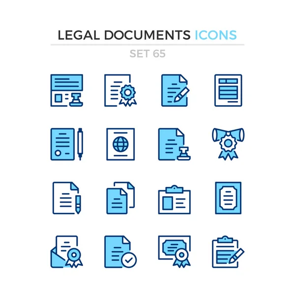 Juridische Documenten Iconen Vector Lijn Icons Set Premium Kwaliteit Eenvoudig — Stockvector