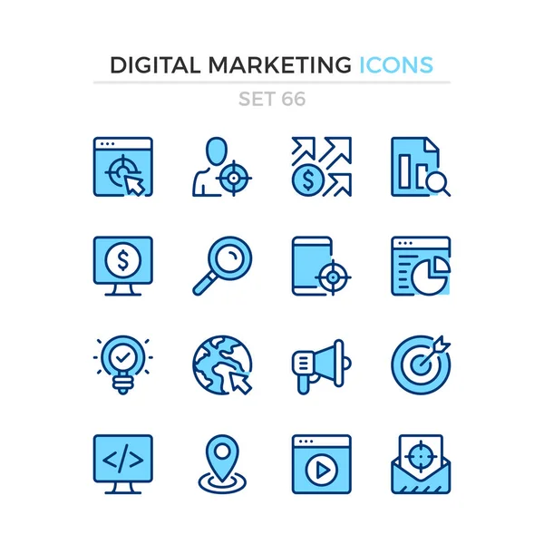 Iconos Marketing Digital Conjunto Iconos Línea Vectorial Calidad Premium Diseño — Vector de stock