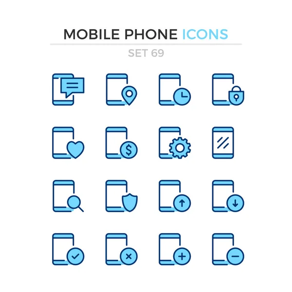 Iconos Teléfonos Móviles Conjunto Iconos Línea Vectorial Calidad Premium Diseño — Vector de stock