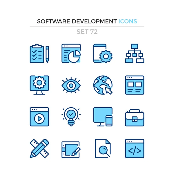 Ícones Desenvolvimento Software Conjunto Ícones Linha Vetorial Qualidade Premium Design Vetores De Bancos De Imagens Sem Royalties