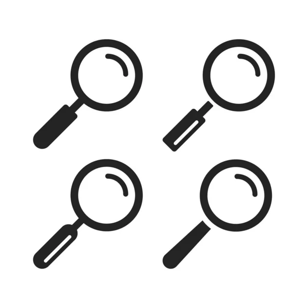 Magnifying Glass Icons Set Black Magnifier Symbols Magnify Search Concepts — Stock Vector