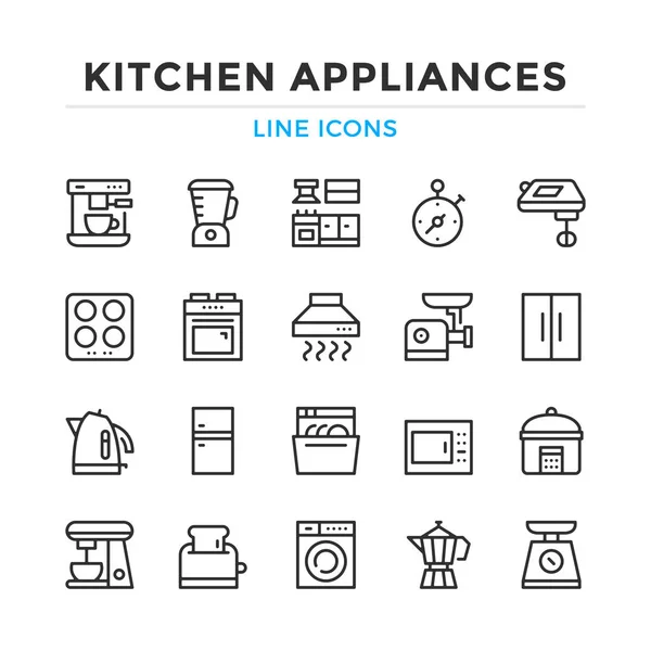 Mutfak Aletleri Çizgisi Simgeleri Ayarlandı Modern Taslak Elementler Grafik Tasarım — Stok Vektör