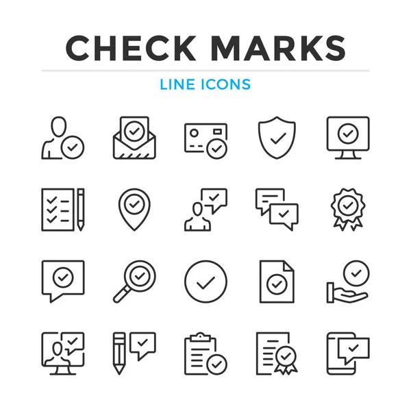 Check Marks Line Icons Set Modern Outline Elements Graphic Design — Stock Vector