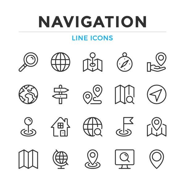 Navigation Line Icons Set Modern Outline Elements Graphic Design Concepts — ストックベクタ