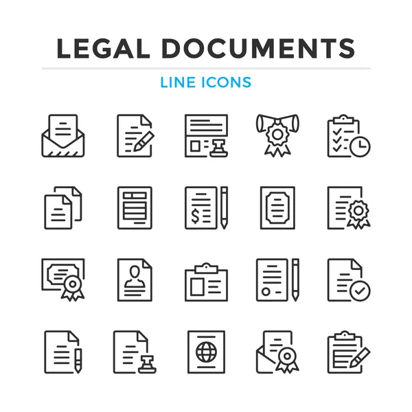 Documentos Legales Línea Iconos Establecidos Elementos Contorno Moderno Conceptos Diseño — Vector de stock