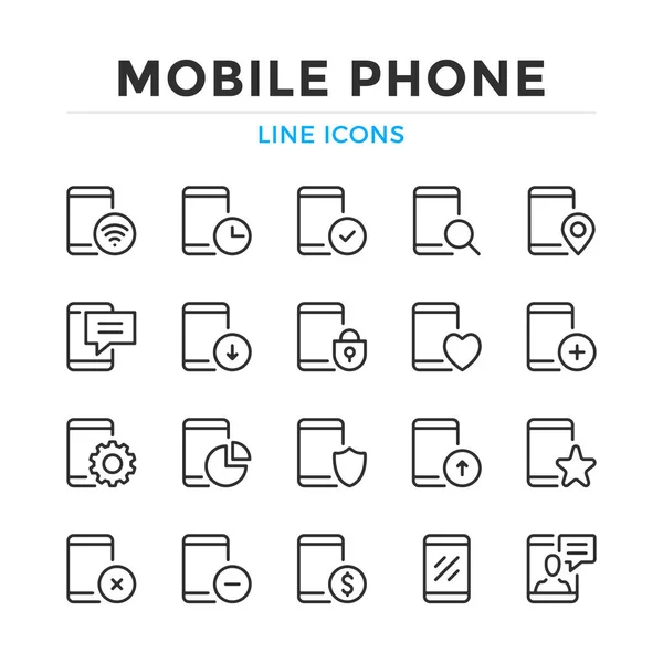 Ícones Linha Telefone Móvel Definido Elementos Contorno Modernos Conceitos Design — Vetor de Stock
