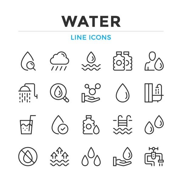 Ícones Linha Água Definidos Elementos Contorno Modernos Conceitos Design Gráfico —  Vetores de Stock