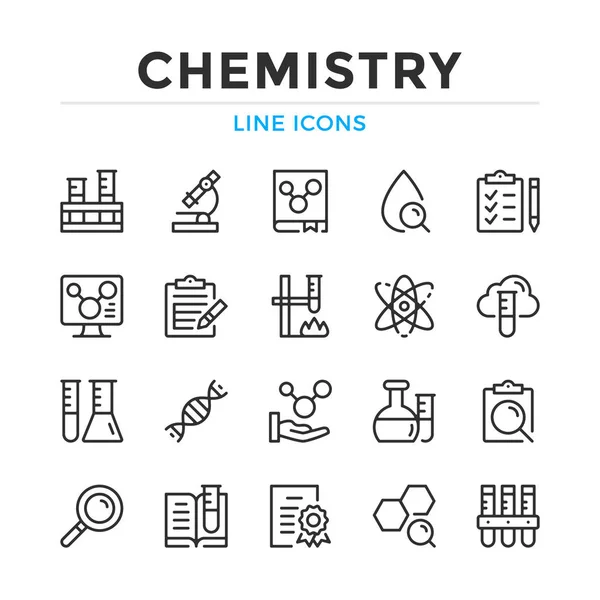 Conjunto Iconos Línea Química Elementos Contorno Moderno Conceptos Diseño Gráfico — Vector de stock