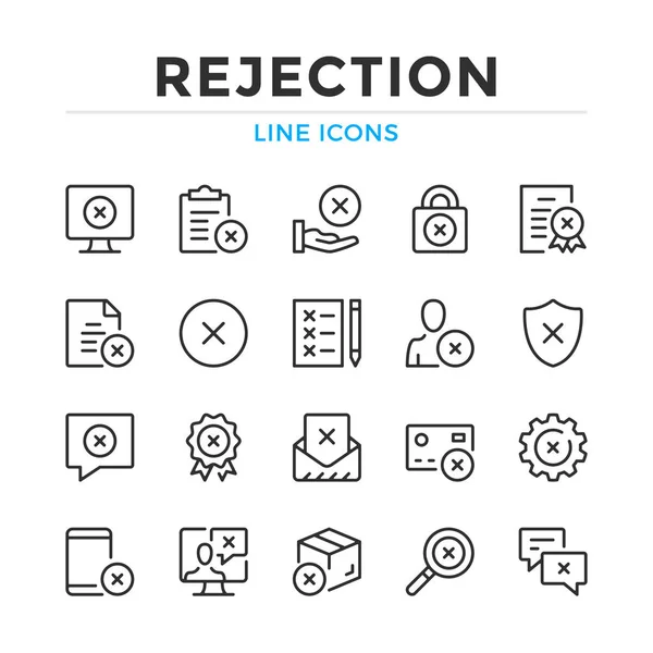 Icônes Ligne Rejet Réglées Eléments Contour Modernes Concepts Conception Graphique Graphismes Vectoriels