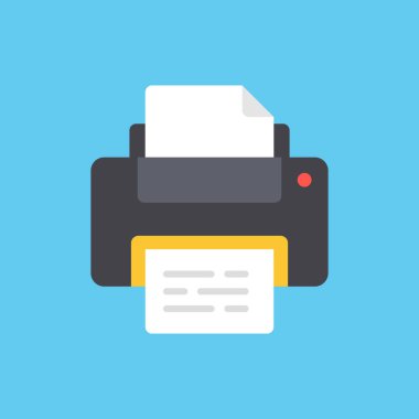 Yazıcı simgesi. Yazdırıyorum. Düz dizayn. Vektör simgesi