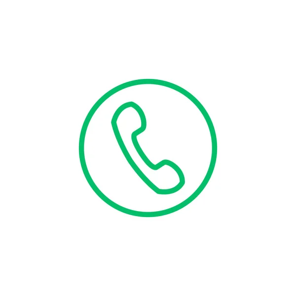 Icono Llamada Llamada Telefónica Diseño Línea Delgada Símbolo Circular Verde — Vector de stock