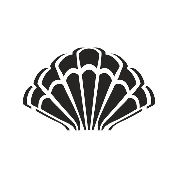 Scallop Symbol Muszli Morskiej Seashell Sylwetka Czarny Kolor Ilustracja Wektora — Wektor stockowy