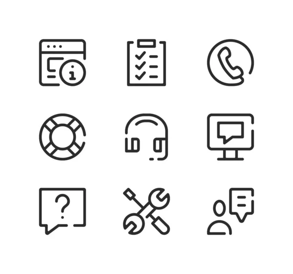 Conjunto Iconos Línea Servicio Cliente Conceptos Diseño Gráfico Moderno Símbolos Vector de stock