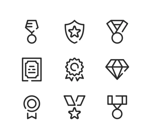 Conjunto Iconos Línea Premios Conceptos Diseño Gráfico Moderno Símbolos Lineales — Archivo Imágenes Vectoriales