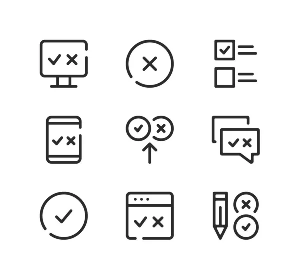 Conjunto Iconos Línea Prueba Conceptos Diseño Gráfico Moderno Símbolos Lineales — Vector de stock