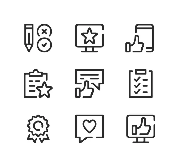 Set Iconos Línea Satisfacción Del Cliente Conceptos Diseño Gráfico Moderno — Archivo Imágenes Vectoriales