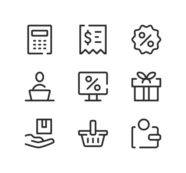 Online Store Line Icons Set Modern Graphic Design Concepts Black — Stock Vector