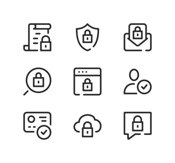 Conjunto Iconos Línea Seguridad Internet Conceptos Diseño Gráfico Moderno Símbolos Ilustración De Stock