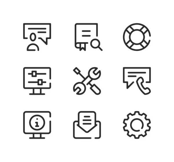 Conjunto Iconos Línea Soporte Técnico Conceptos Diseño Gráfico Moderno Símbolos Gráficos Vectoriales