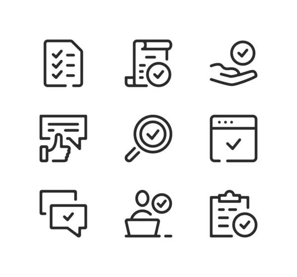 Aprobar Conjunto Iconos Línea Conceptos Diseño Gráfico Moderno Símbolos Lineales — Archivo Imágenes Vectoriales