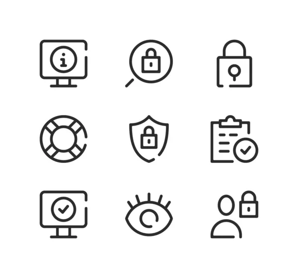 Conjunto Iconos Línea Seguridad Conceptos Diseño Gráfico Moderno Símbolos Lineales Ilustraciones De Stock Sin Royalties Gratis