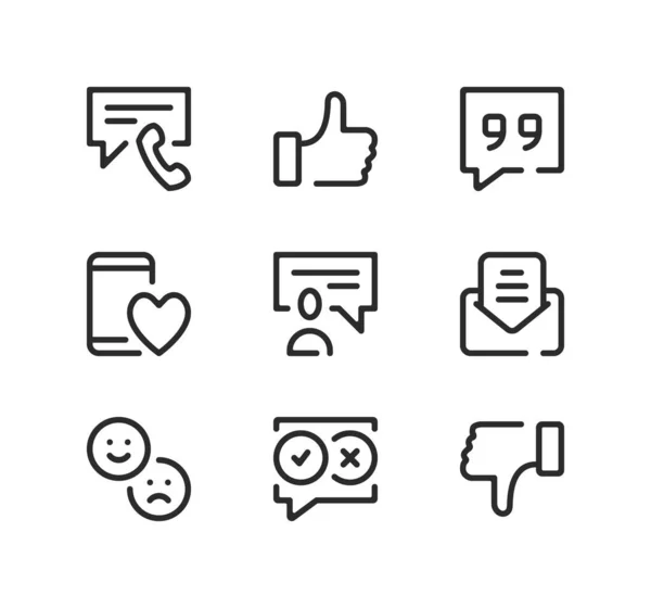 Set Icone Della Linea Feedback Concetti Grafica Moderna Simboli Lineari Illustrazione Stock