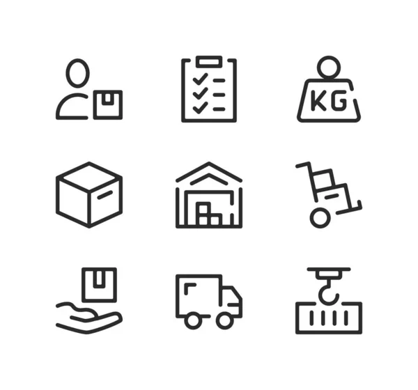 Conjunto Iconos Línea Almacén Conceptos Diseño Gráfico Moderno Símbolos Lineales Vectores de stock libres de derechos