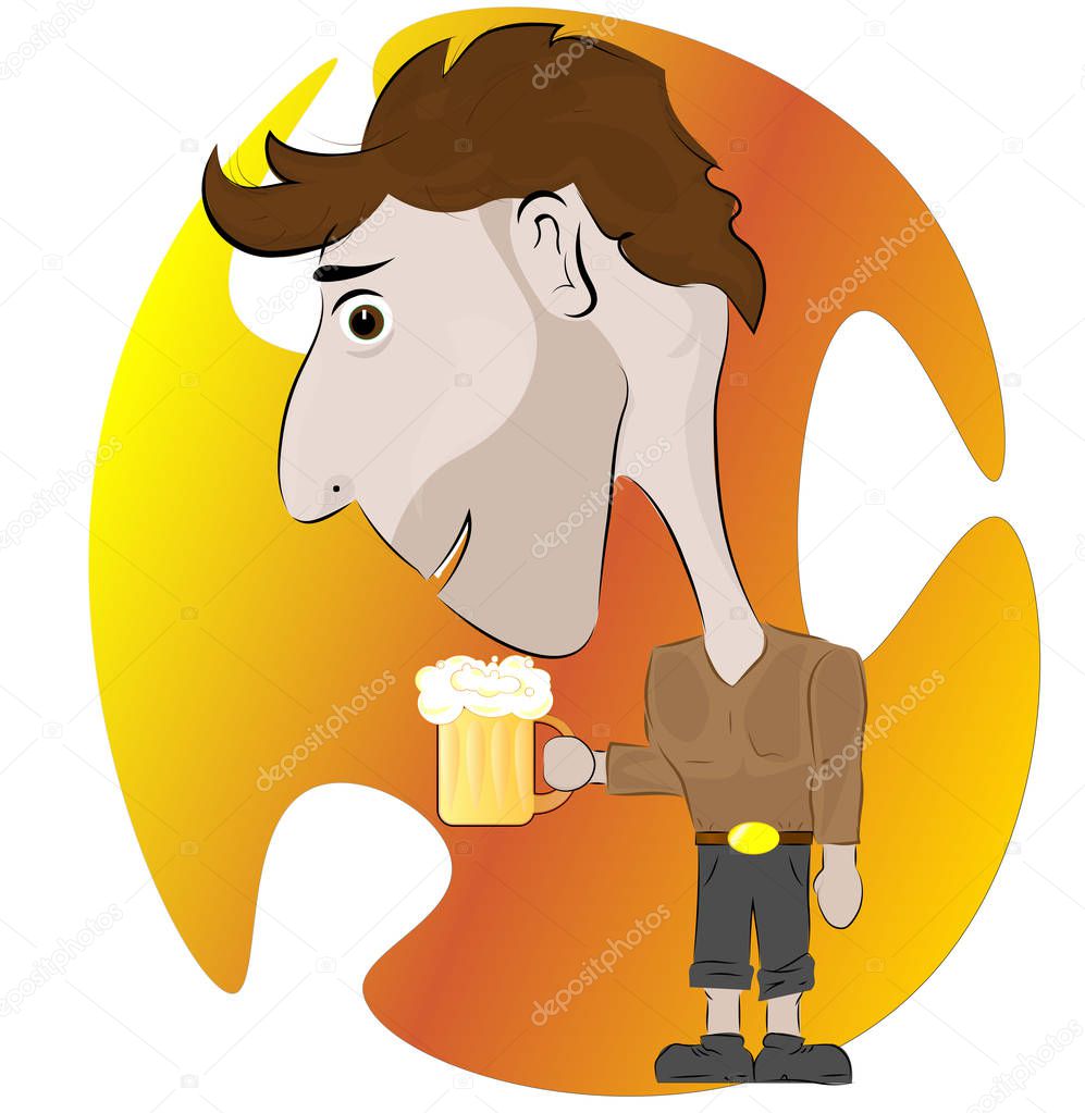 man with a glass of delicious beer on the background