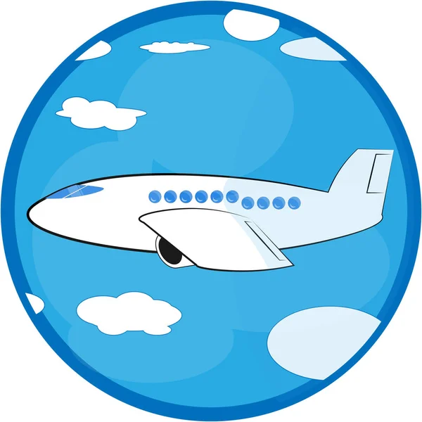 Avião Está Voando Entre Nuvens Vetor —  Vetores de Stock
