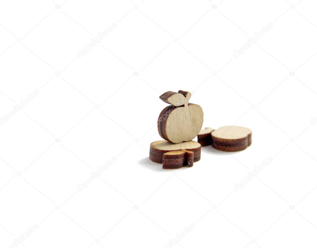 small wooden apple on isolated background