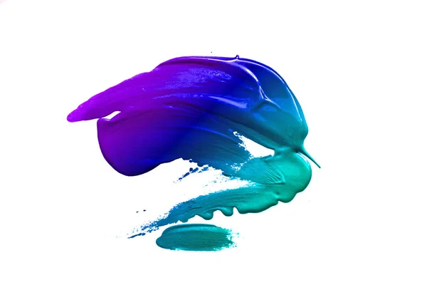 Farbverlauf Violett Blau Pinselstrich Auf Isoliertem Weißem Hintergrund — Stockfoto