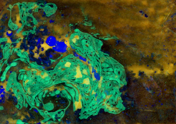 Soyut Yeşil Altın mermer doku, Akrilik sanat — Stok fotoğraf