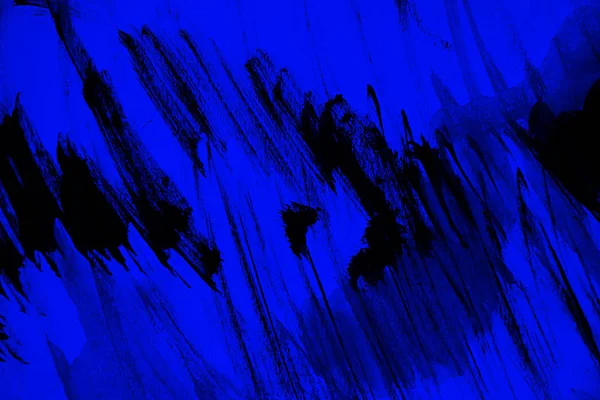 Preto e azul profundo pintura abstrato fundo textura com grunge pinceladas — Fotografia de Stock