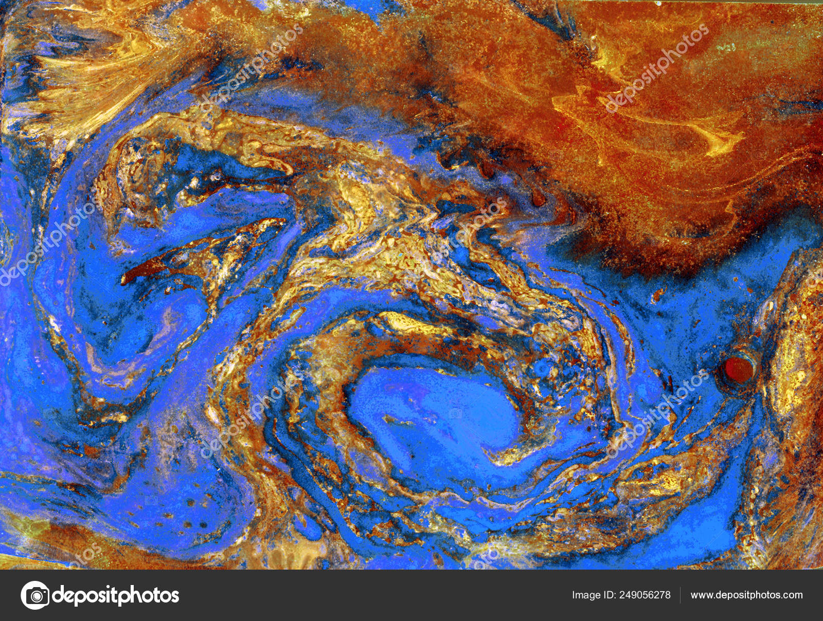 Abstract orange gold blue marble texture, acrylics art Stock Photo by  © 249056278