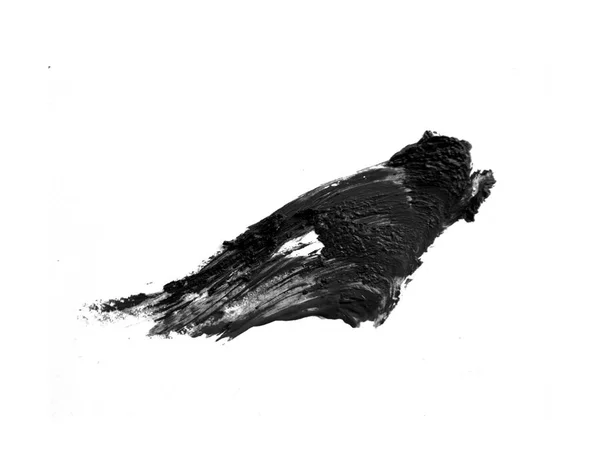Λευκό μαύρο χρώμα βούρτσα κηλίδες σε λευκό φόντο — Φωτογραφία Αρχείου