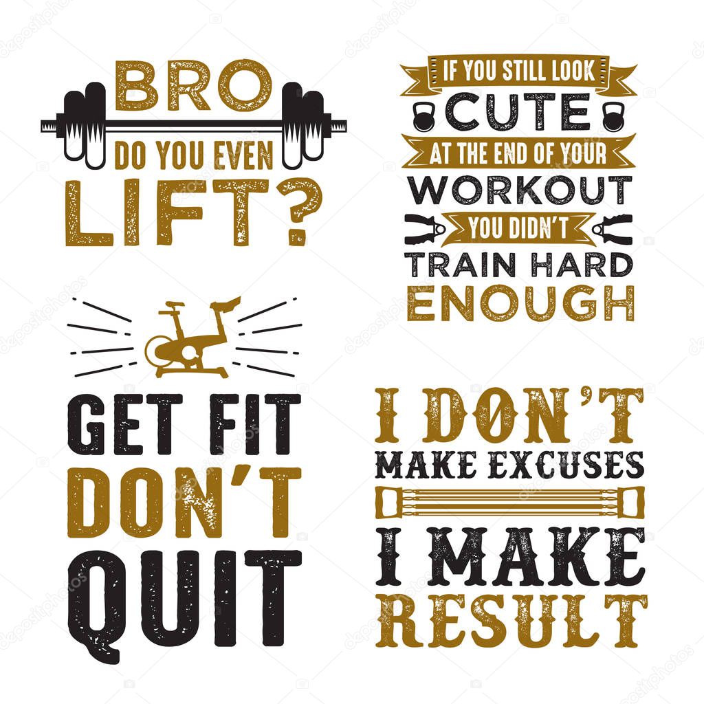 Gym Saying & Quote Set, 100% vector, best for print design