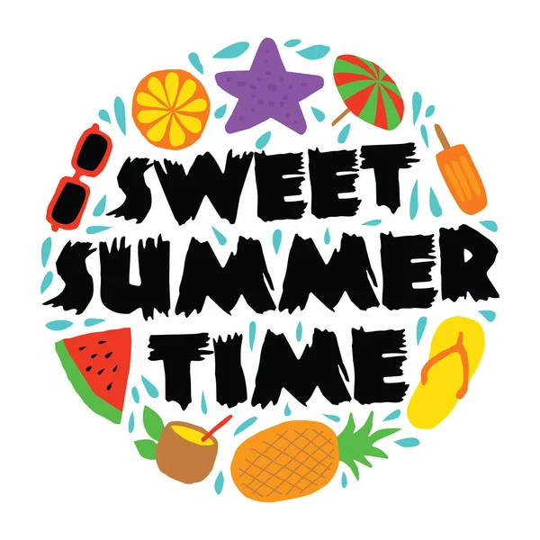 Sweet Summer Time 100 Vector Mejor Para Diseño Impresión Como — Archivo Imágenes Vectoriales