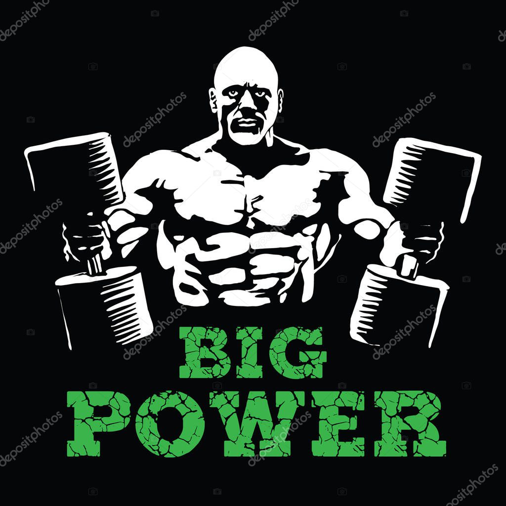 Big Power. Man Gym illustration for mascot or graphic goods