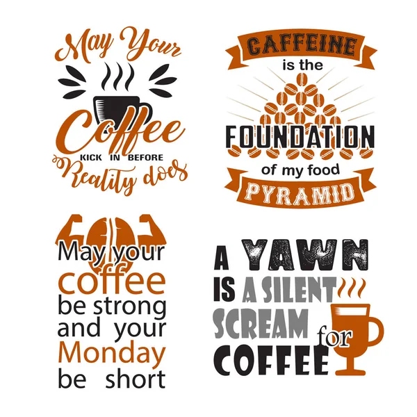 Coffee Quote Saying Set — Stock Vector