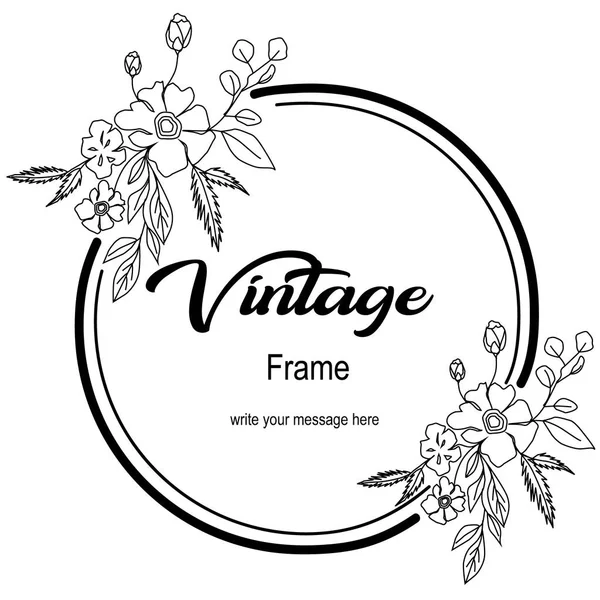 Frame Flower Hand Drawn Template — Stock Vector