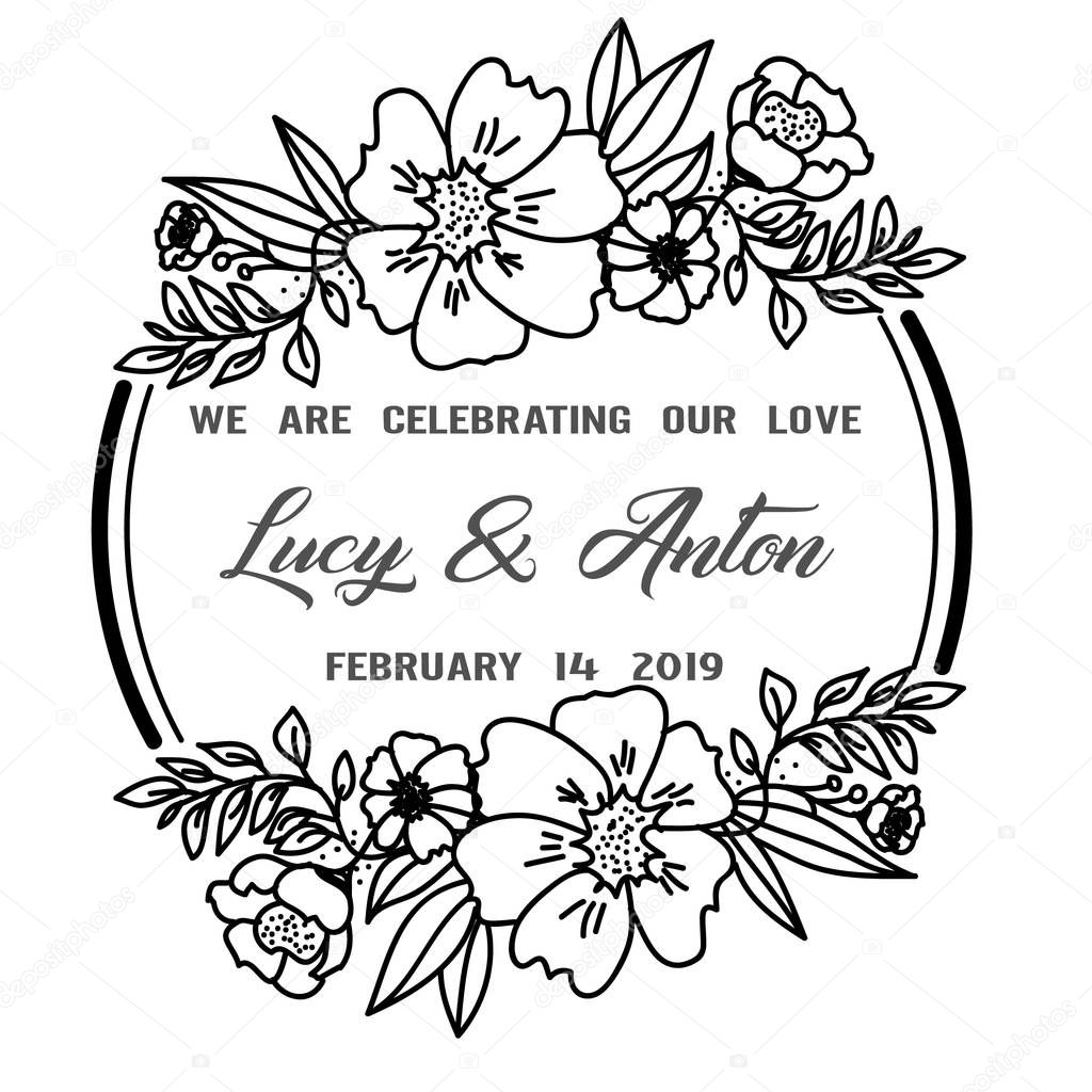 Wedding Invitation flower hand drawn template