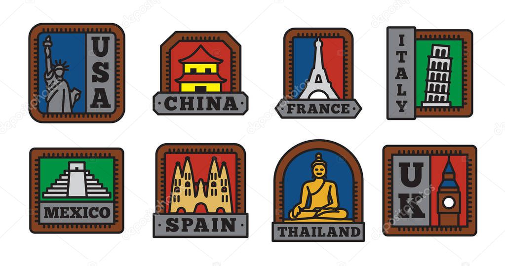 Country Badge Collections, Symbol of Big Country. Best badge for your trip symbol